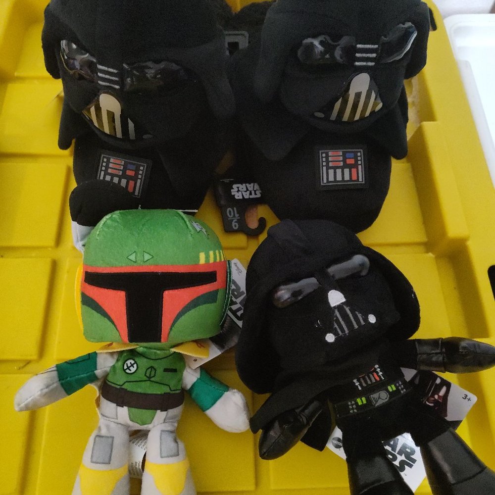 Darth Vader Plush Slippers and figures